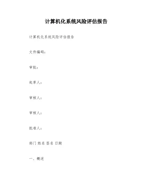 计算机化系统风险评估报告