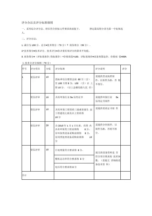 评分办法及评分标准细则