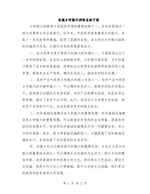 实施乡村振兴战略总结万能