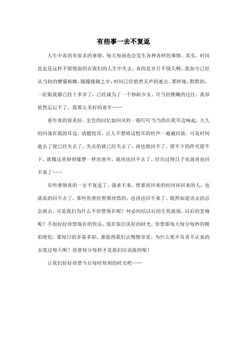 有些事一去不复返_小学六年级作文500字