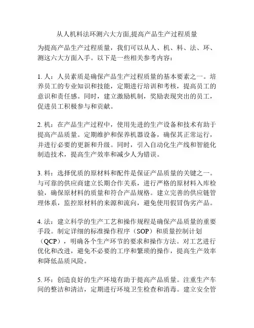 从人机料法环测六大方面,提高产品生产过程质量