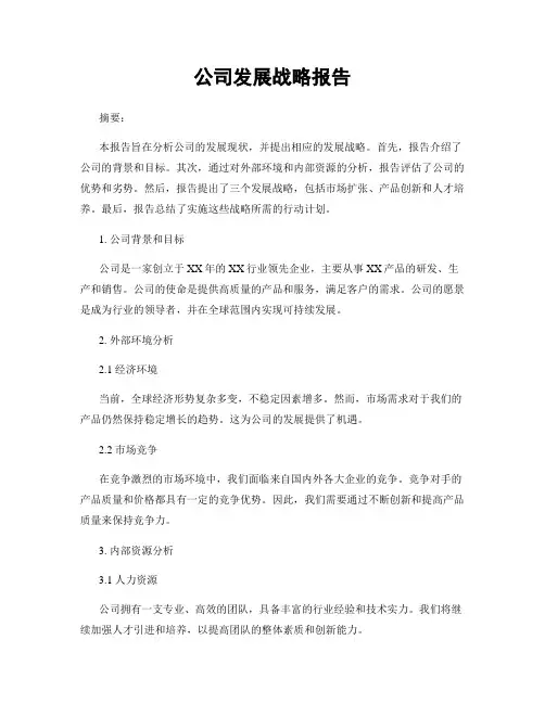 公司发展战略报告