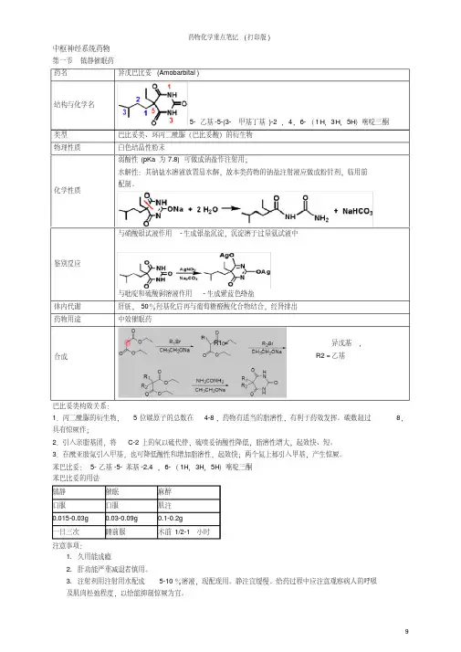 药物化学重点笔记(打印版)