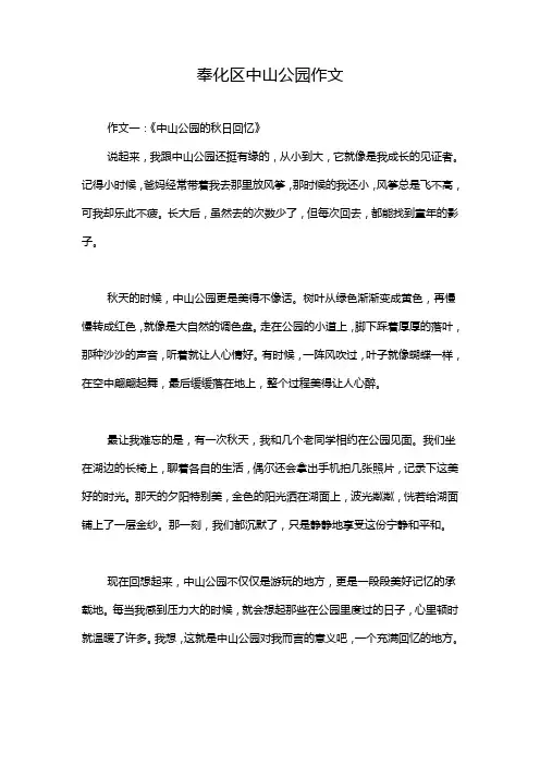 奉化区中山公园作文