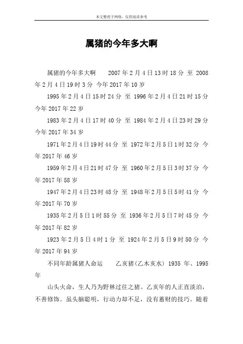 属猪的今年多大啊