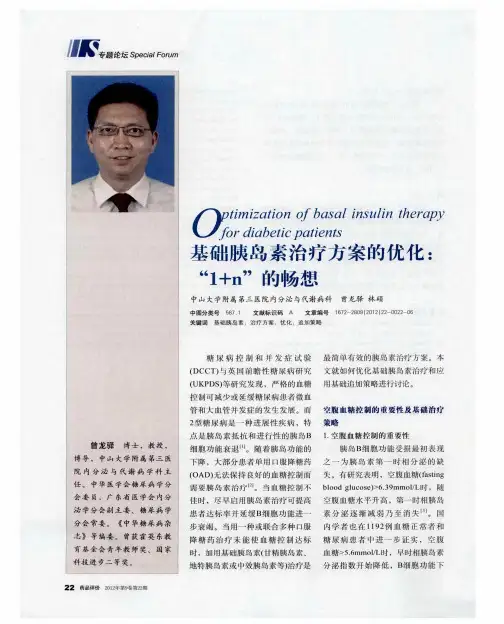 基础胰岛素治疗方案的优化：“1+n”的畅想