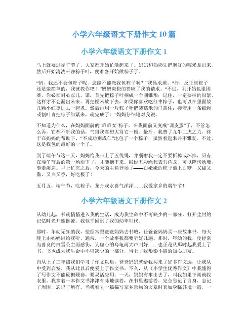 小学六年级语文下册作文10篇
