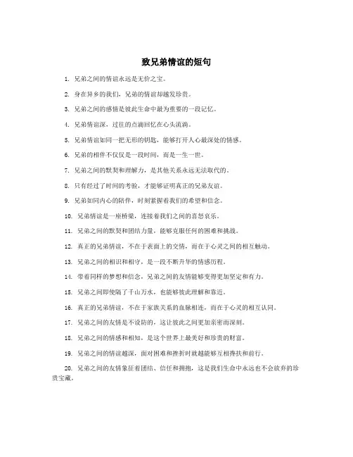 致兄弟情谊的短句