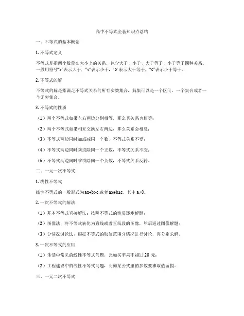 高中不等式全套知识点总结