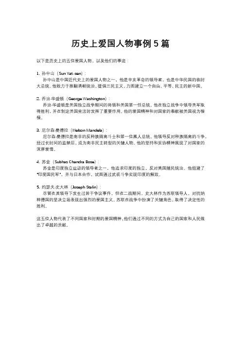 历史上爱国人物事例5篇