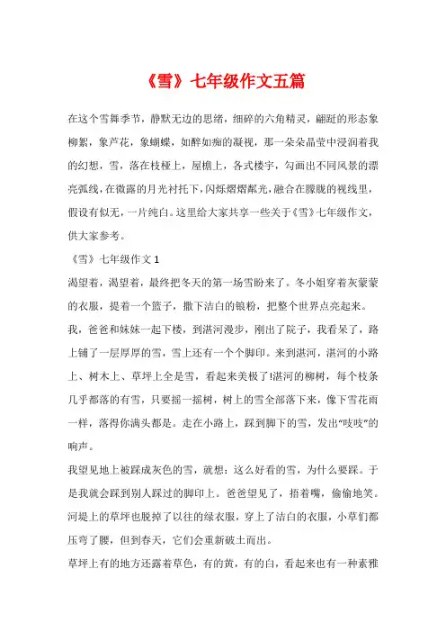 《雪》七年级作文五篇1