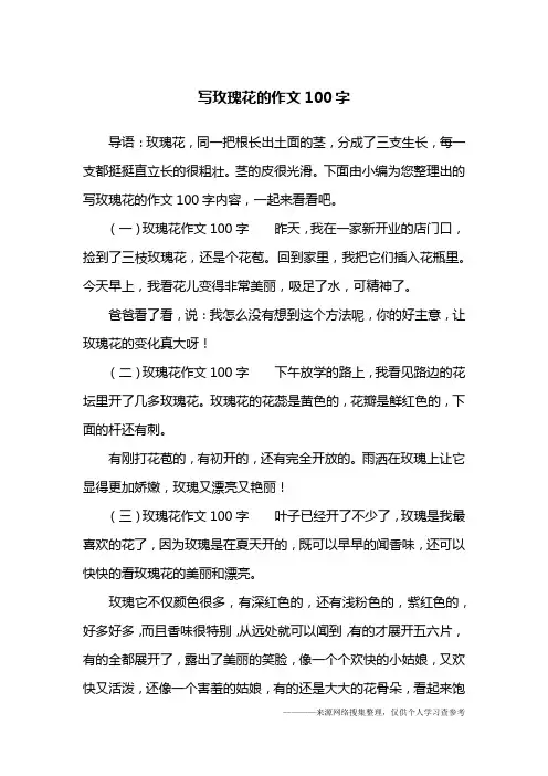 写玫瑰花的作文100字