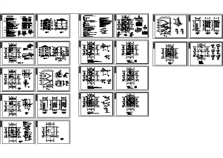 3层别墅全套cad建筑结构图纸