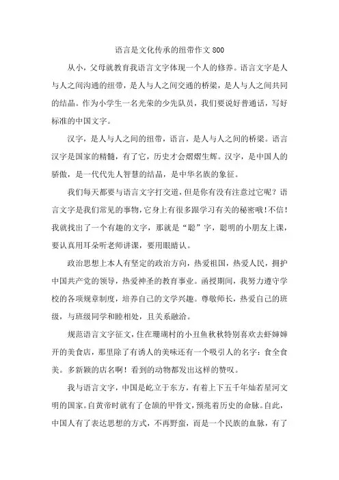 语言是文化传承的纽带作文800