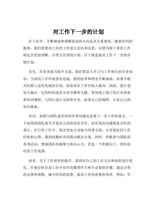 对工作下一步的计划