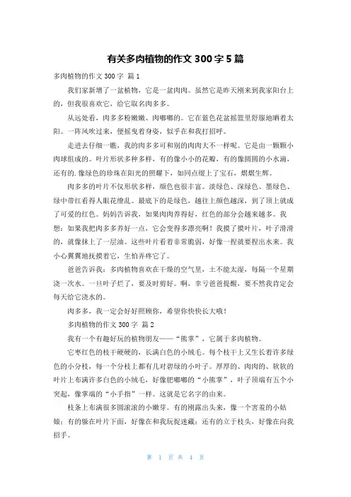 有关多肉植物的作文300字5篇