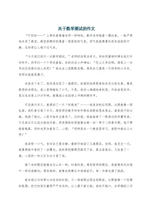 关于数学测试的作文
