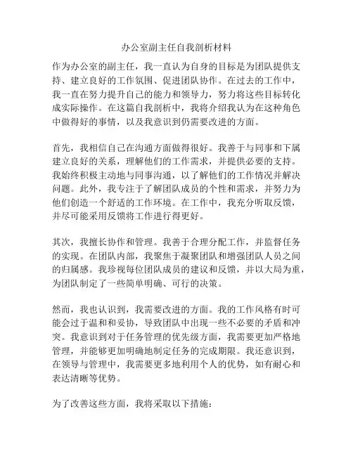 办公室副主任自我剖析材料
