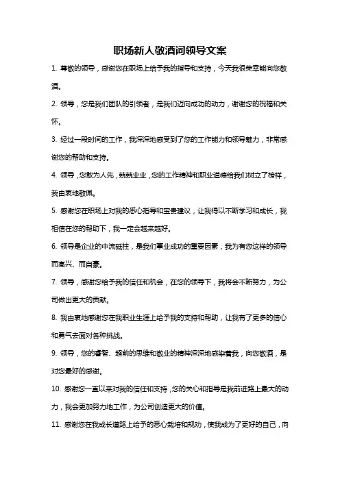 职场新人敬酒词领导文案