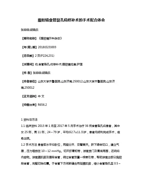 腹腔镜食管裂孔疝修补术的手术配合体会