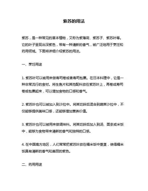 紫苏的用法