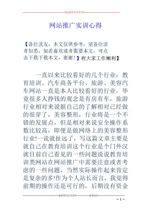 网站推广实训心得