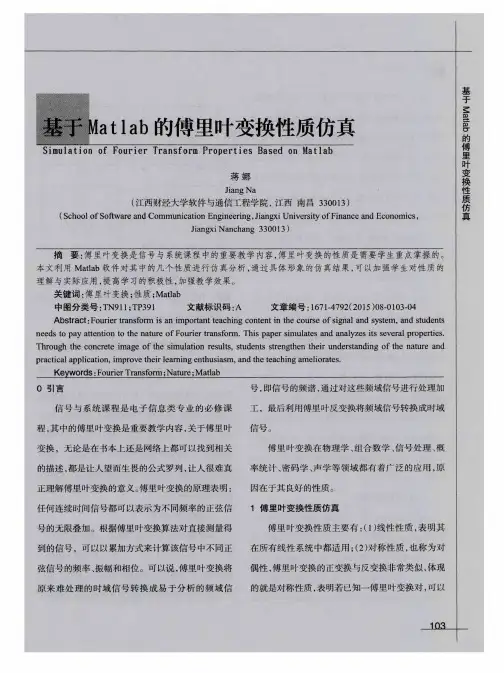 基于Matlab的傅里叶变换性质仿真