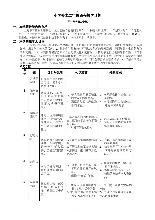 沪教版二年级美术教案下册(全)