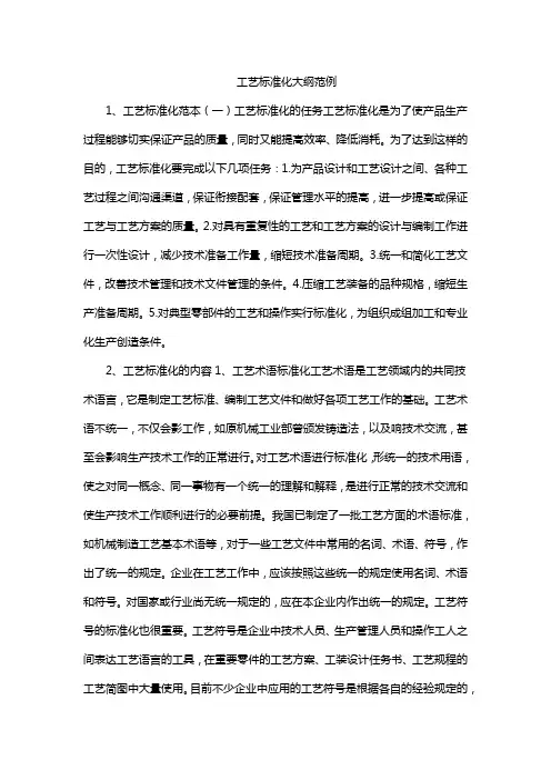 工艺标准化大纲范例