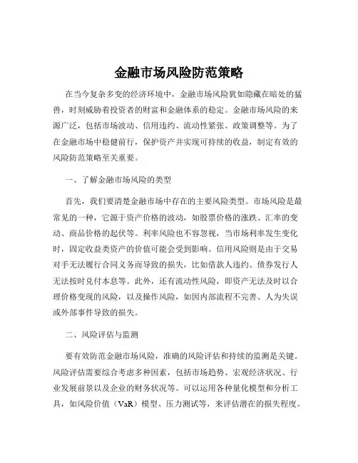 金融市场风险防范策略