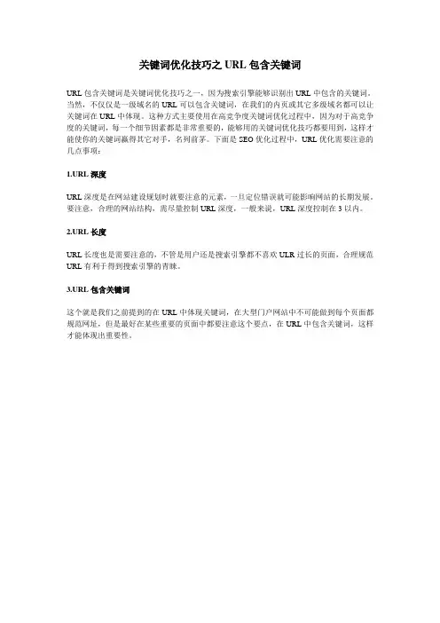关键词优化技巧之URL包含关键词