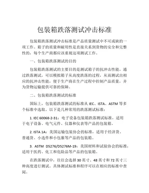 包装箱跌落测试冲击标准