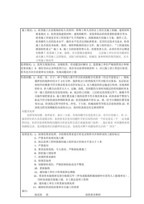 旁站记录填写要求