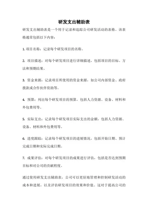 研发支出辅助表