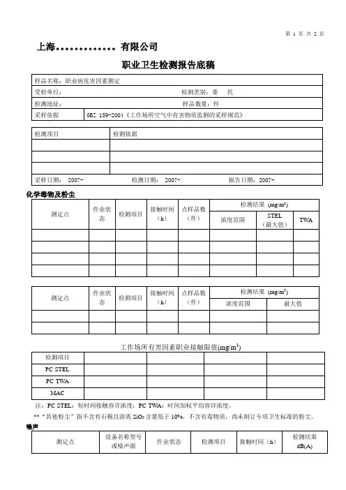 职业卫生检测报告底稿_2