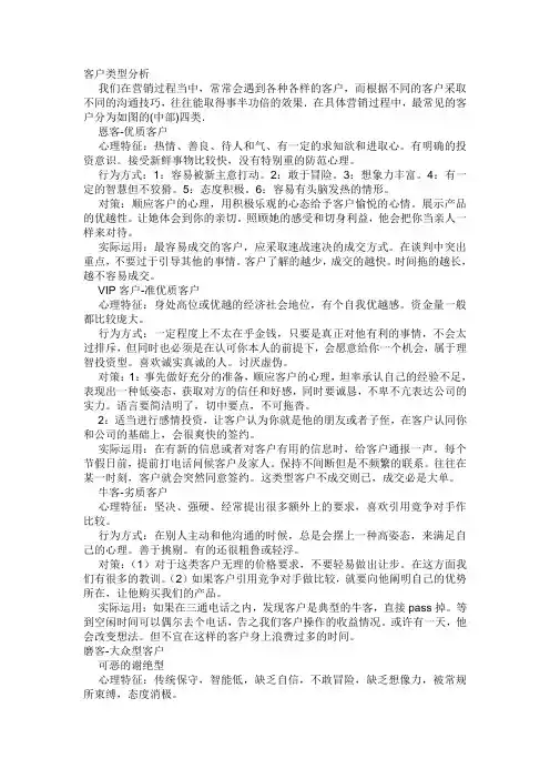 五种客户类型分析