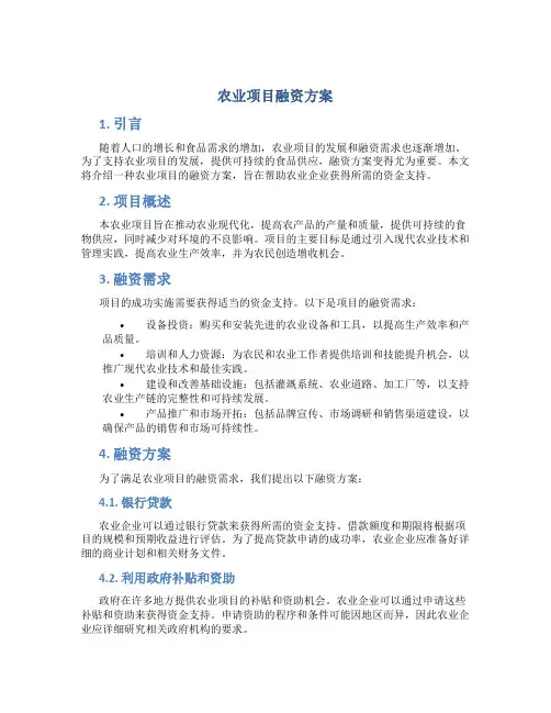 农业项目融资方案