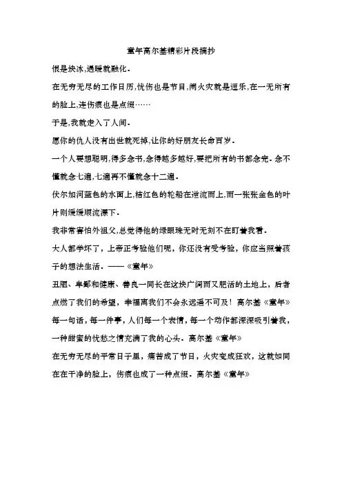 童年高尔基精彩片段摘抄