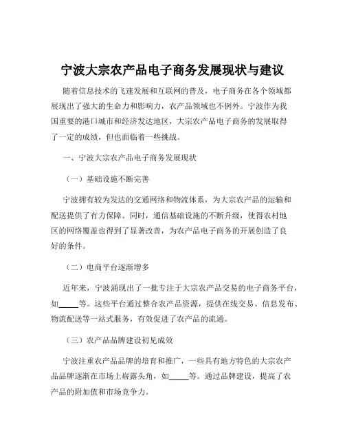 宁波大宗农产品电子商务发展现状与建议