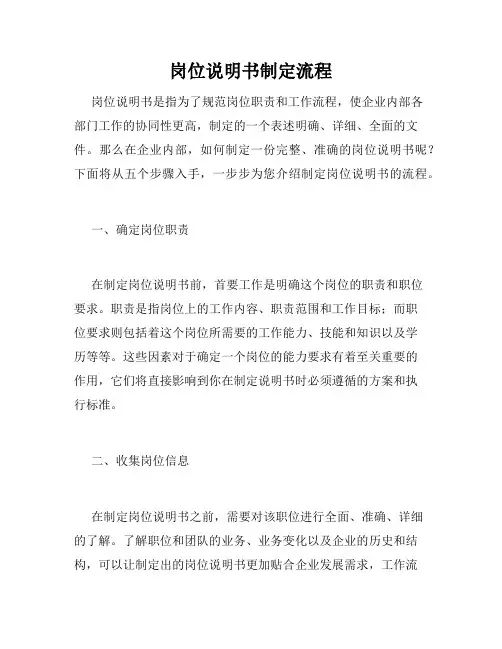岗位说明书制定流程