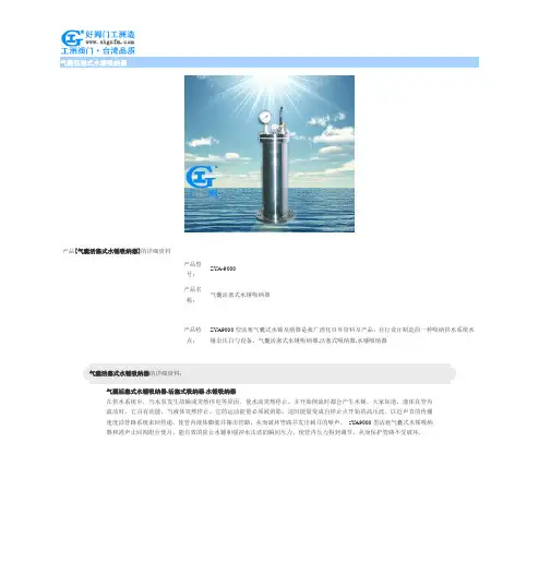 气囊活塞式水锤吸纳器