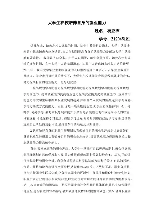 大学生在校培养自身的就业能力