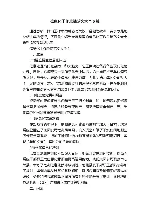 信息化工作总结范文大全5篇