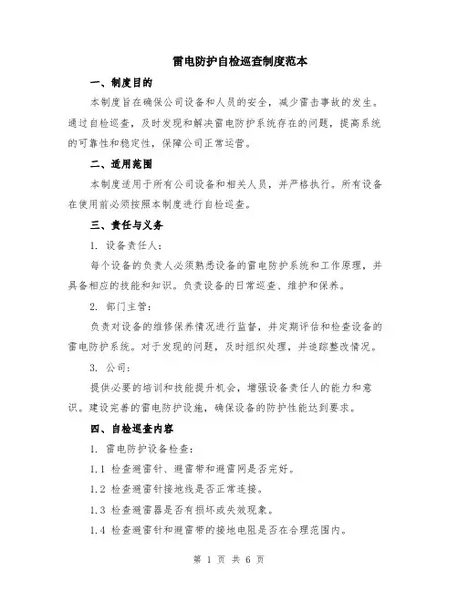 雷电防护自检巡查制度范本（2篇）