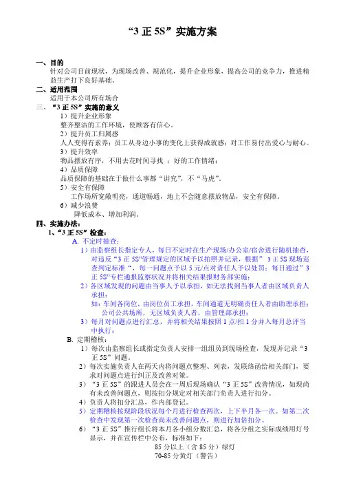“3正5S”的实施方案