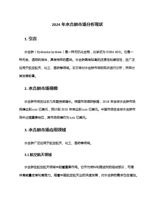 2024年水合肼市场分析现状