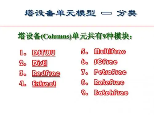 精馏分离的仿真设计