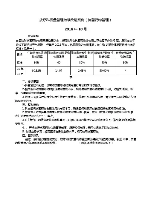 医疗安全与质量管理持续改进案例