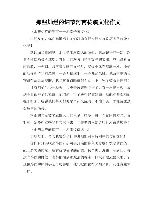 那些灿烂的细节河南传统文化作文