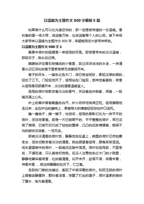 以温暖为主题作文800字最新5篇